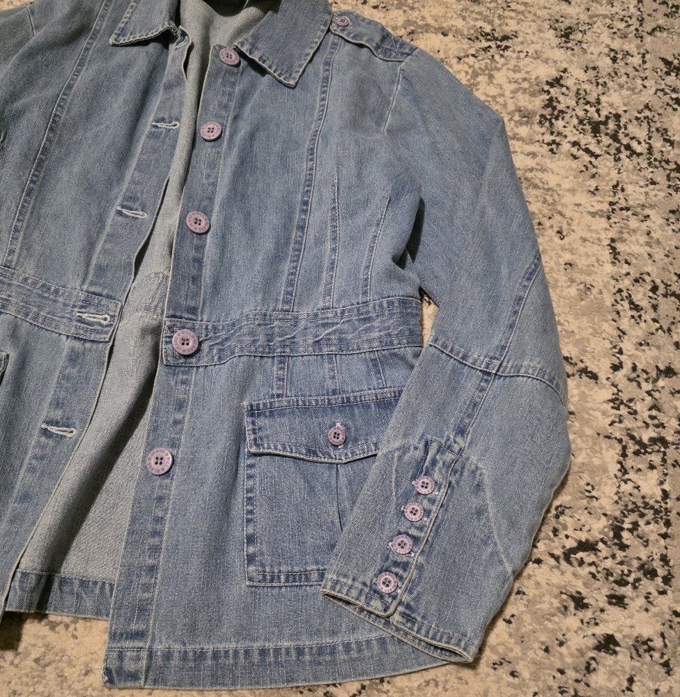 Vintage BILL BLASS Lightweight Denim Jacket Womens S Cotton Western 90s Rodeo